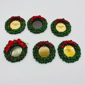 Vintage Avon Christmas Ornament Captured Moments Frame Wreath set 6